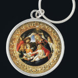 Madonna of the Magnificat Key Ring<br><div class="desc">Madonna del Magnificat is a painting by the Italian Renaissance master Sandro Botticelli, 1487 FLorence Italy .tempera on panel.This work portrays the Virgin Mary crowned by two angels. The Child Jesus is keeping in a hand the pomegranate,  symbol of the Resurrection.</div>