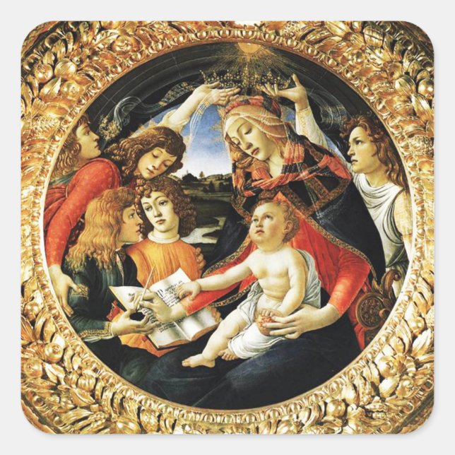 Madonna of the Magnificat Square Square Sticker (Front)