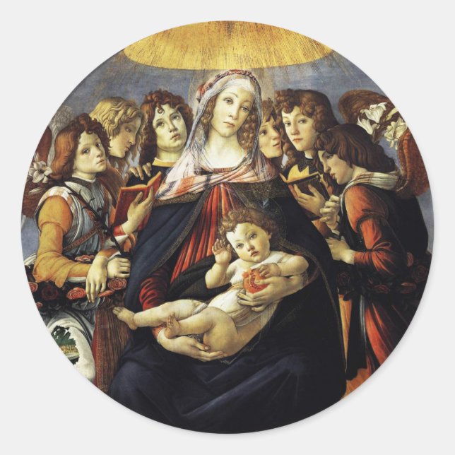 Madonna of the Pomegranate Classic Round Sticker (Front)