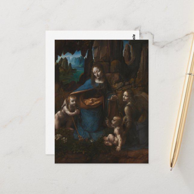 Madonna of the Rocks, Virgin Mary, Jesus, John Postcard (Front/Back In Situ)