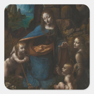 Madonna of the Rocks, Virgin Mary, Jesus, John Square Sticker