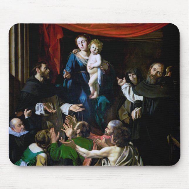 Madonna of the Rosary, Caravaggio Mouse Mat (Front)