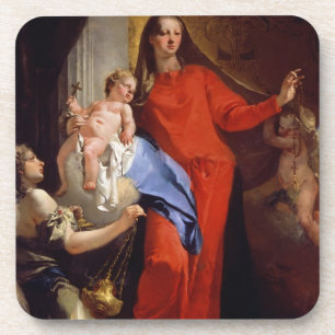 Madonna of the Rosary (oil on canvas) Coaster