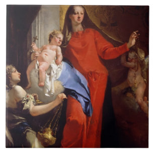 Madonna of the Rosary (oil on canvas) Tile