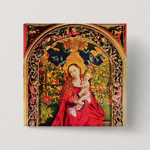 MADONNA OF THE ROSE BOWER 15 CM SQUARE BADGE