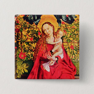 MADONNA OF THE ROSE BOWER 15 CM SQUARE BADGE