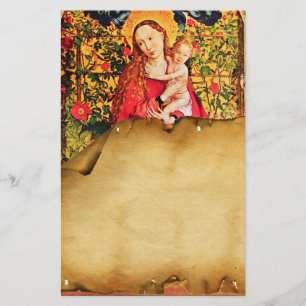 MADONNA OF THE ROSE BOWER ANTIQUE PARCHMENT STATIONERY