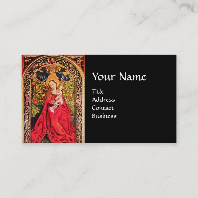 MADONNA OF THE ROSE BOWER ,Black Pearl Business Card (Front)