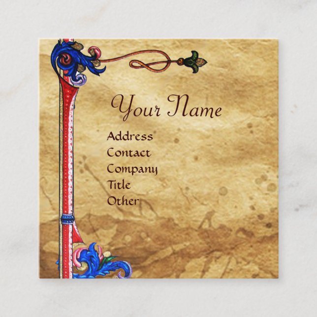 MADONNA OF THE ROSE BOWER FLORAL PARCHMENT SQUARE BUSINESS CARD (Front)