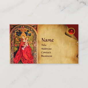 MADONNA OF THE ROSE BOWER PARCHMENT ,Red Ruby Gem Business Card