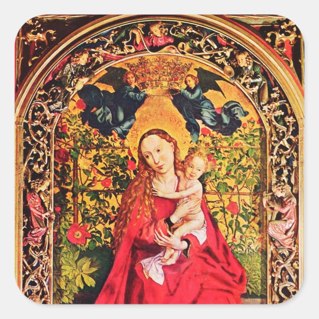 MADONNA OF THE ROSE BOWER SQUARE STICKER (Front)