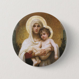 Madonna of the Roses by Bouguereau 6 Cm Round Badge