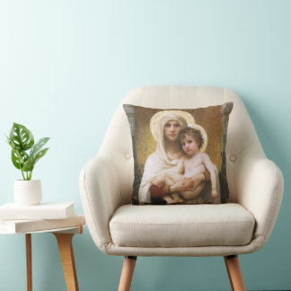 Madonna of the Roses by Bouguereau Cushion