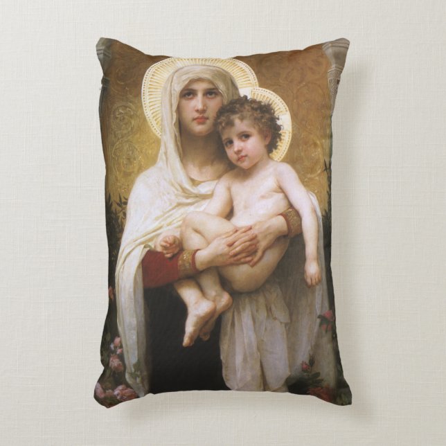 Madonna of the Roses by Bouguereau Decorative Cushion (Front(Vertical))