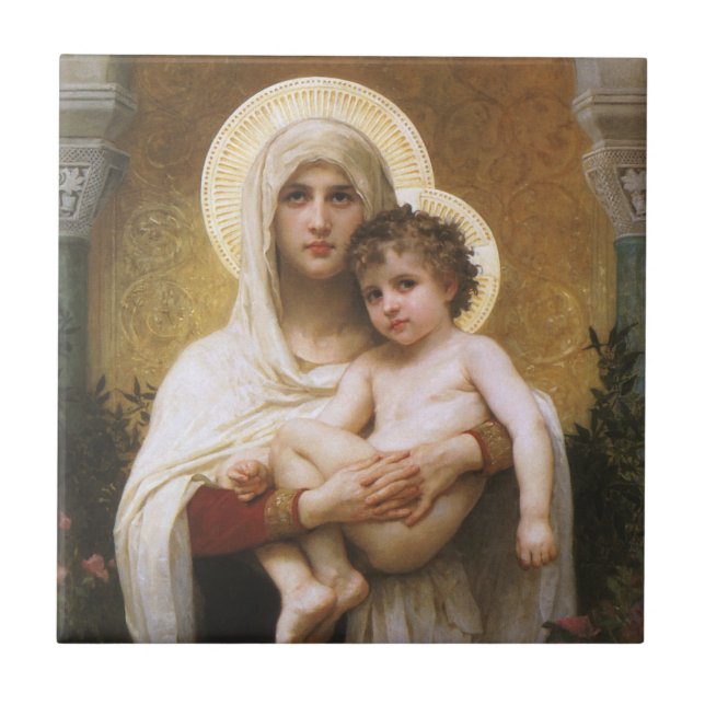 Madonna of the Roses by Bouguereau Tile (Front)