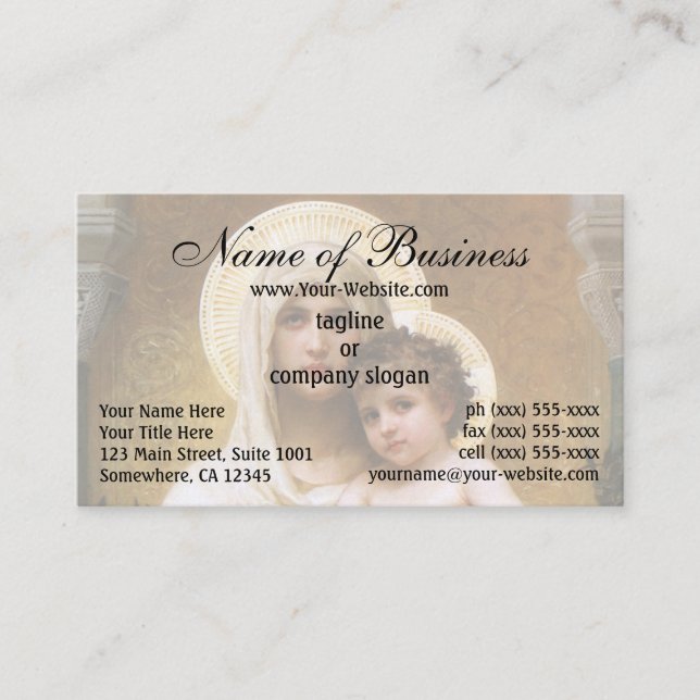 Madonna of the Roses by William Adolphe Bouguereau Business Card (Front)
