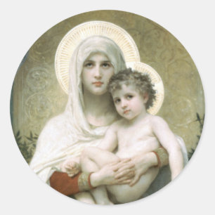 Madonna of the Roses Classic Round Sticker