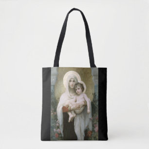 Madonna of the Roses – William Adolphe Bouguerea Tote Bag