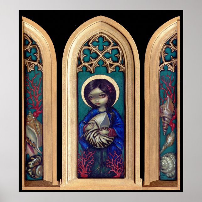Madonna of the Shells ART PRINT - gothic triptych (Front)