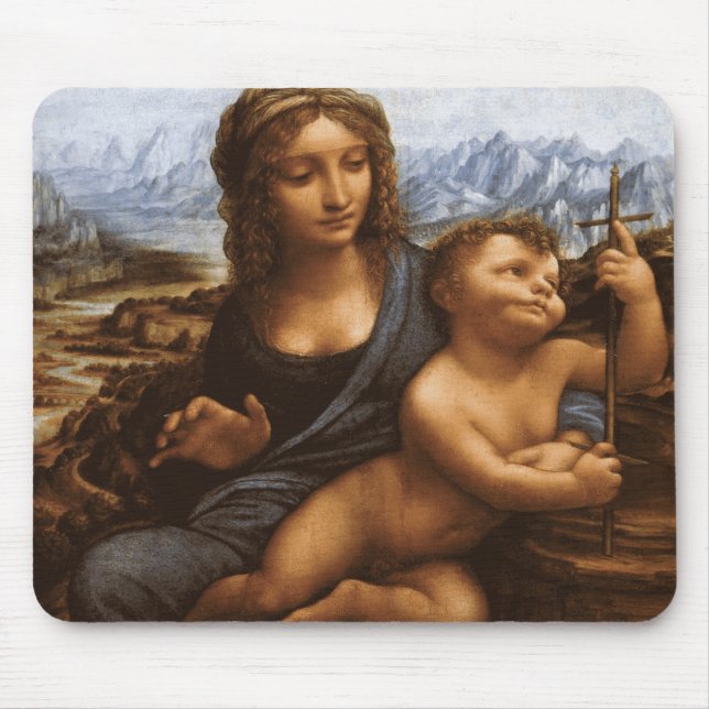 Madonna of the Yarnwinder by Leonardo da Vinci Mouse Mat (Front)