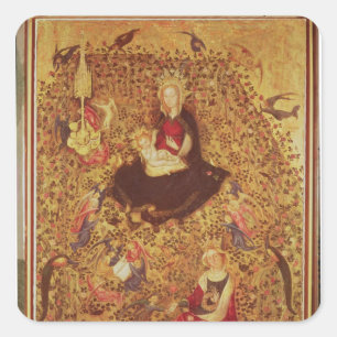 Madonna with a Rose Bush Square Sticker