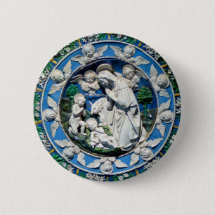 MADONNA WITH CHILD AND ANGELS 6 CM ROUND BADGE