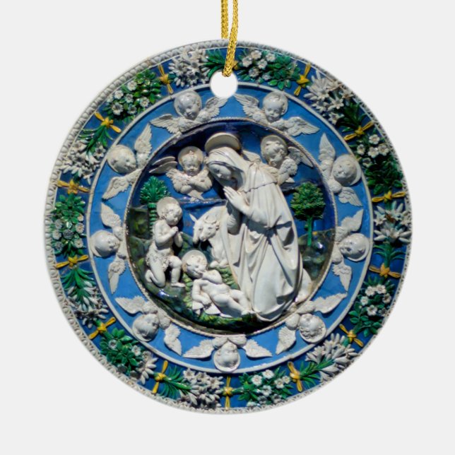 MADONNA WITH CHILD AND ANGELS CERAMIC TREE DECORATION (Front)