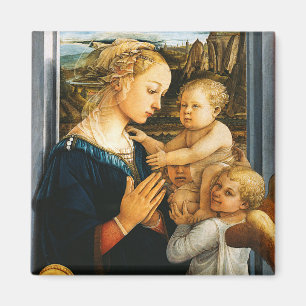 Madonna with child and two Angels, Filippo Lippi Magnet