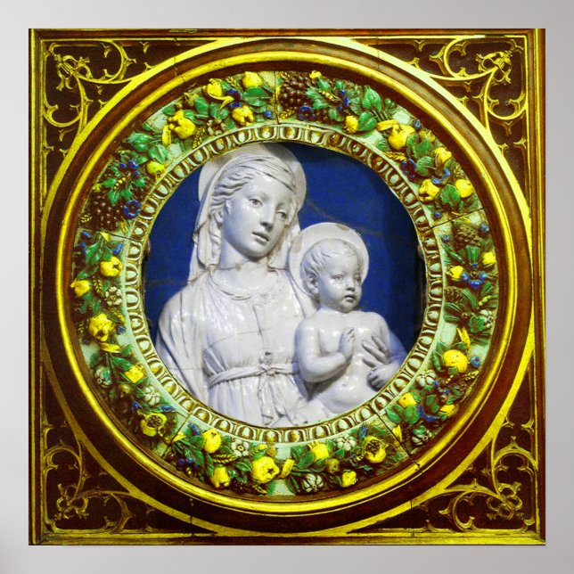 MADONNA WITH CHILD  RENAISSANCE FLORAL CROWN POSTER (Front)