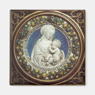 MADONNA WITH CHILD, round Magnet