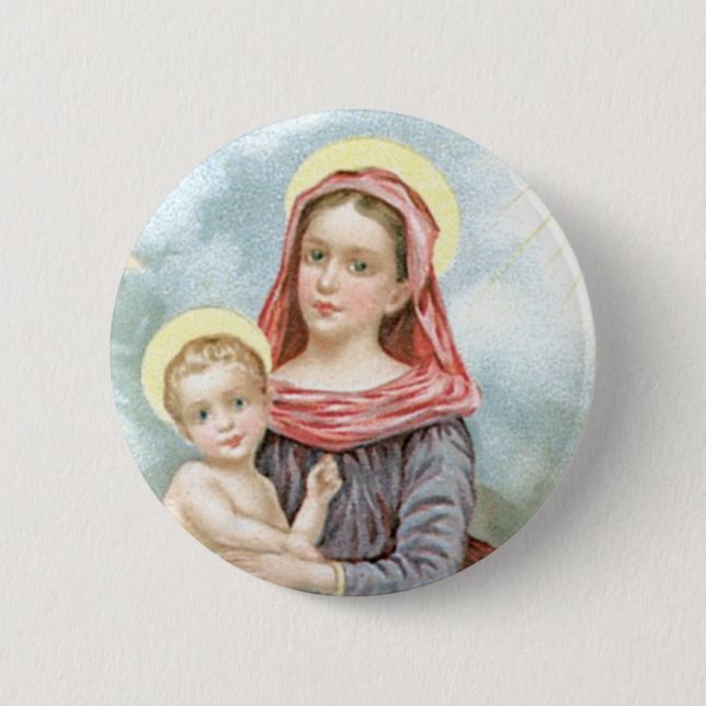 Madonna with Christ Child 6 Cm Round Badge (Front)