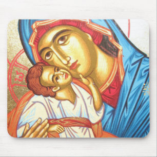 Madonna with Jesus Byzantine Religious Icon gold Mouse Mat