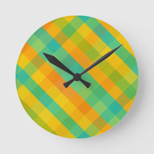 Madras Check Revival – Colourful Plaid Wall Clock