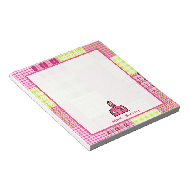Madras Inspired Plaid Teacher Notepad (Angled)