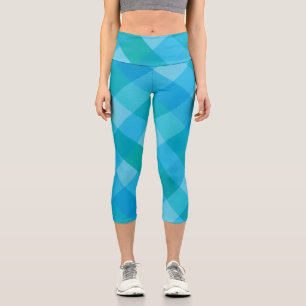 Madras Moment – Blue-Green Plaid High-Waisted Capr Capri Leggings