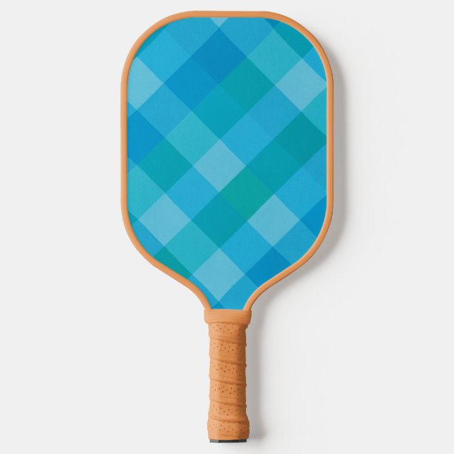 Madras Moment – Blue-Green Plaid Pickleball Paddle (Front)