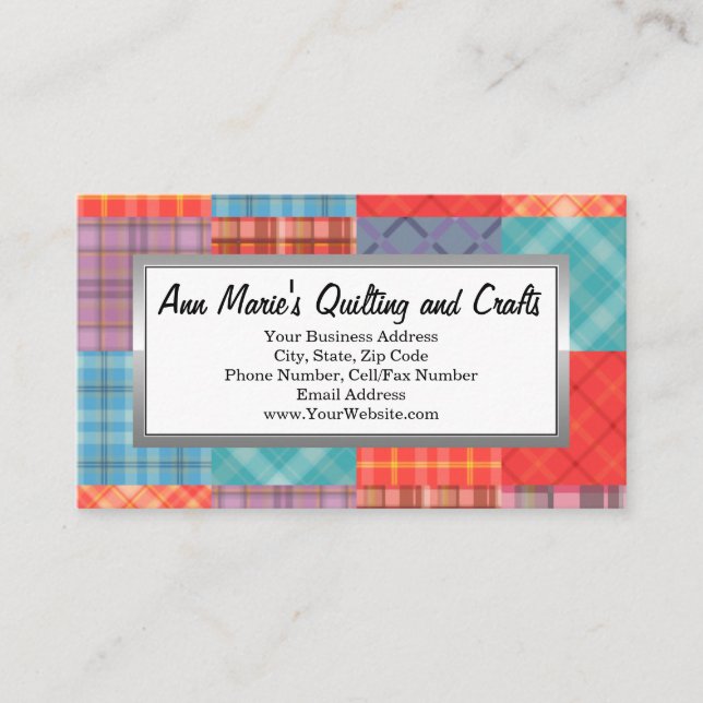Madras Patchwork Colourful Quilting Sewing Crafts Business Card (Front)