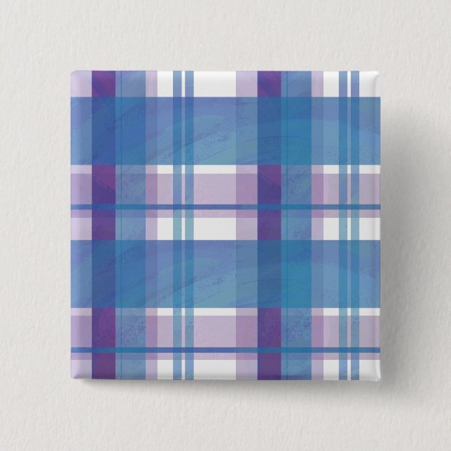 Madras Plaid Blue and Purple 15 Cm Square Badge (Front)