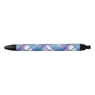 Madras Plaid Blue and Purple Black Ink Pen