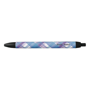 Madras Plaid Blue and Purple Black Ink Pen