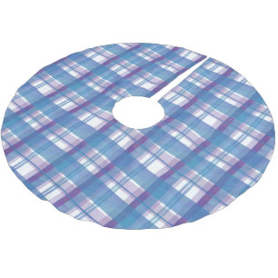 Madras Plaid Blue and Purple Brushed Polyester Tree Skirt