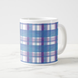 Madras Plaid Blue and Purple Large Coffee Mug