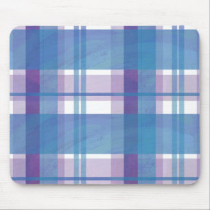 Madras Plaid Blue and Purple Mouse Mat