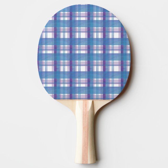 Madras Plaid Blue and Purple Ping Pong Paddle (Back)