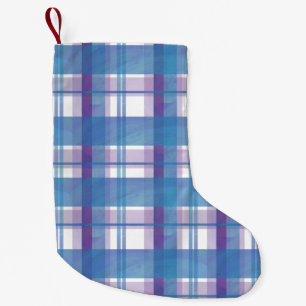 Madras Plaid Blue and Purple Small Christmas Stocking