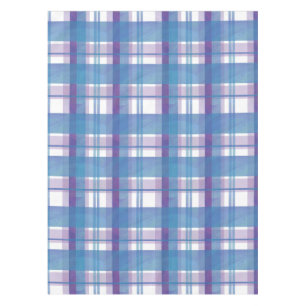 Madras Plaid Blue and Purple Tablecloth