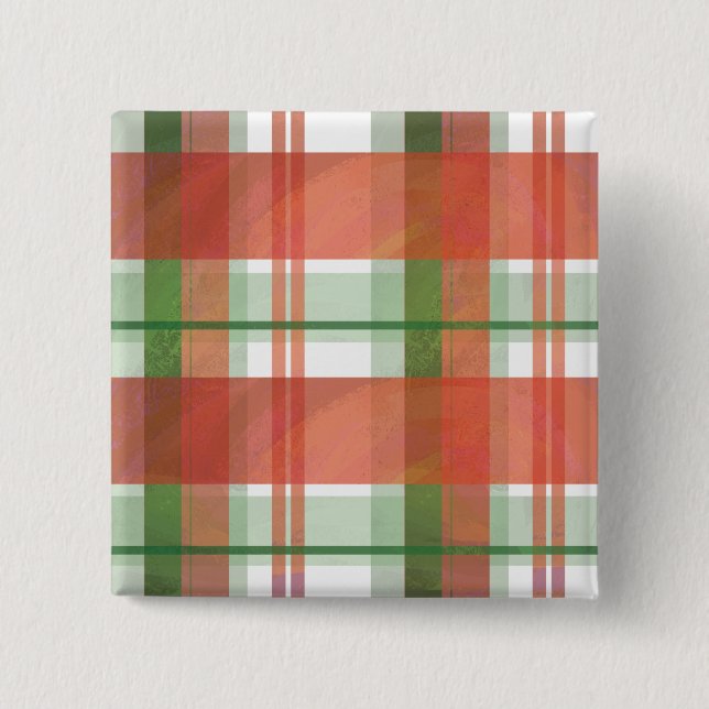 Madras Plaid Christmas 15 Cm Square Badge (Front)