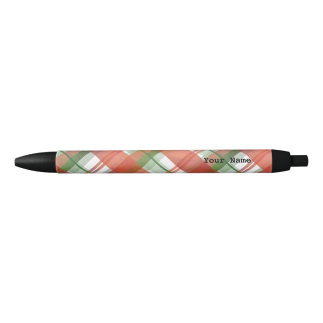 Madras Plaid Christmas Black Ink Pen (Front)