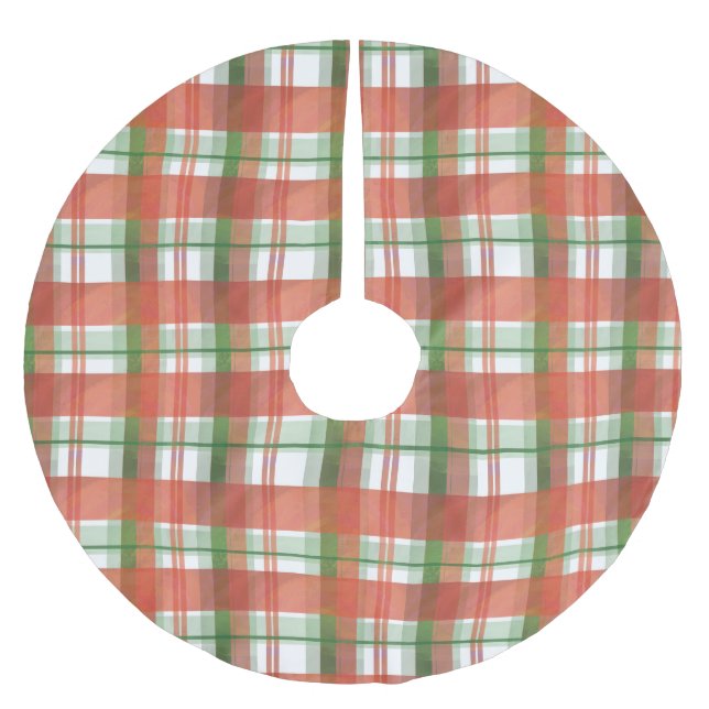 Madras Plaid Christmas Brushed Polyester Tree Skirt (Front)