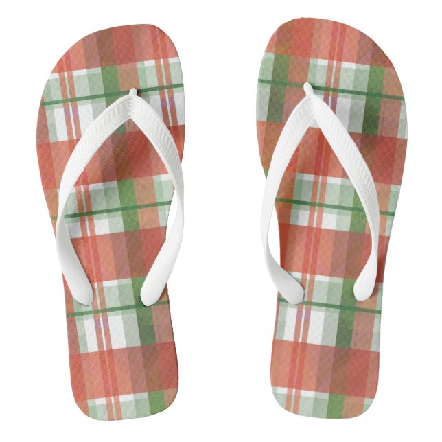 Madras Plaid Christmas Flip Flops (Footbed)
